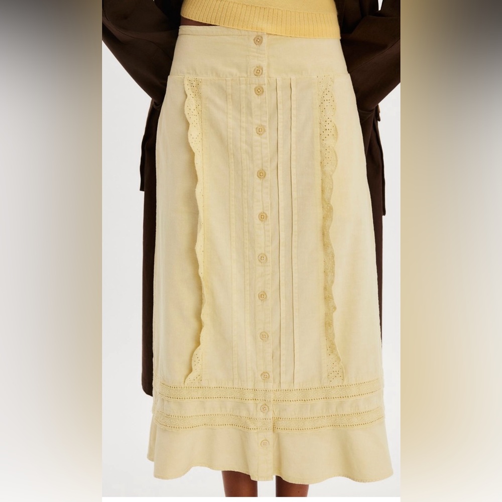 Free People Whitney Midi Skirt Yellow NWOT size XS